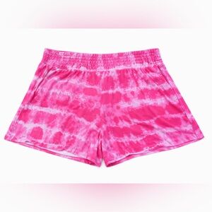 Torrid Pink Tie Dye Smocked Waist Lounge Shorts Pockets EUC Size 1X (Fit 2X)